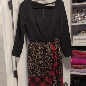 Bill Blass Black and Red Long Sleeve Dress